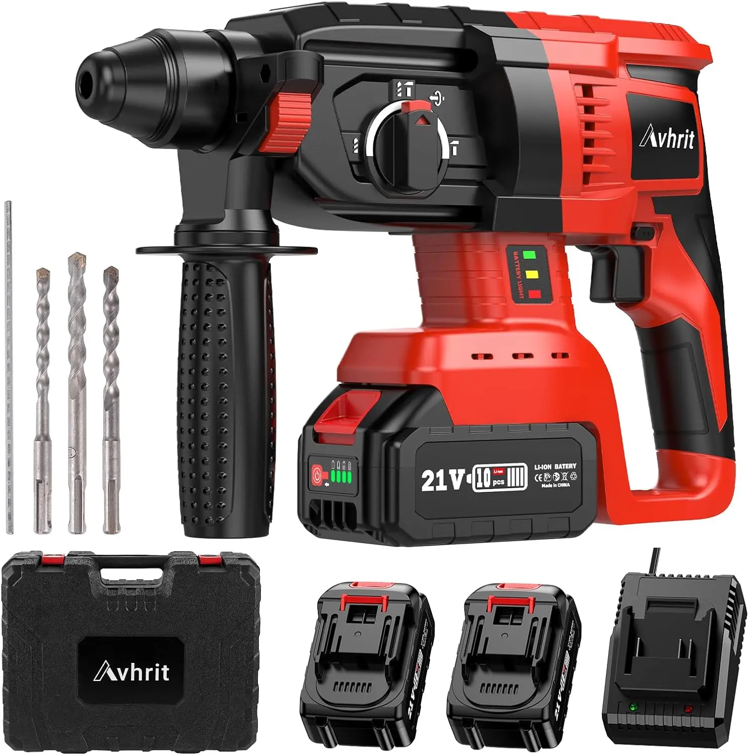 Avhrit Bürstenloser Akku-Bohrhammer SDS 3 Funktionen Bohrhammer 21 V 2 x 4 Ah für Makita-Akku Image