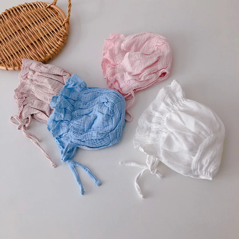 Princess Baby Lace Ruffle Court Cap Summer Newborn Sun Hat Thin Cotton Head Protection Toddler Beanie Infants Photo Props Visors Image