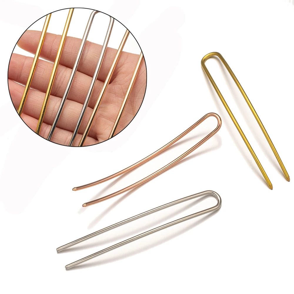 1/5Pcs Metall Französisch U-Förmigen Haar Gabel Elegante Lange Dicke Haar Hochsteckfrisur Dutt Einfache Haarnadel für Frauen Mädchen Haar Schmuck Zubehör Image