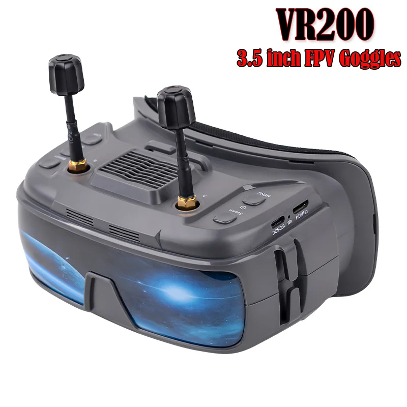 VR200 3,5 Zoll 5,8G FPV-Videobrille mit DVR, 40-Kanal-IPS-Bildschirm, unterstützt 360° ° Vollständiger Blickwinkel für FPV-Renndrohnen und FPV-Brillen Image