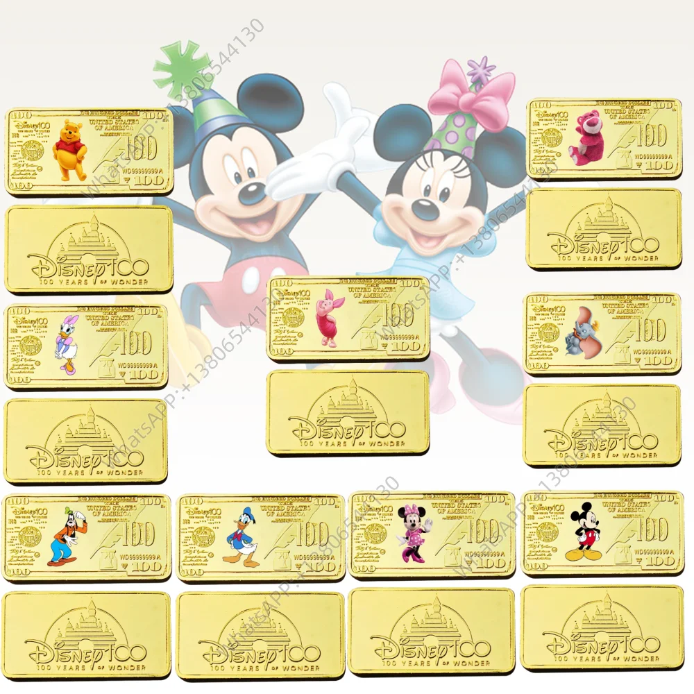 USA Cartoon Niedliche Anime Goldplattierte Barren Goldplattierte Metallmünze Abzeichen $100 Goldbarren-Stil Sammelkarte Charakter Geschenk Fans Kinder Image
