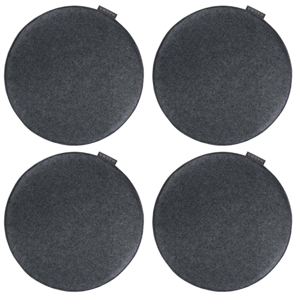 Galettes de chaise anthracite chiné imitation feutre- Lot de 4 -Ø 35cm