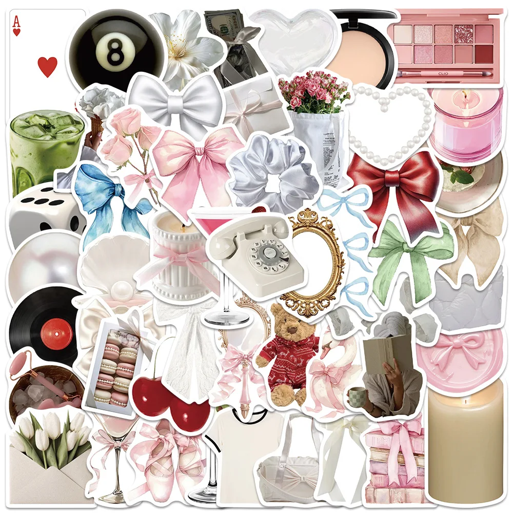 50 Stück ​ Süße rosa Mädchen Aufkleber Ins Stil Kokette Cartoon Dekoration DIY Skateboard Kühlschrank Gitarre Telefon Wandtattoos