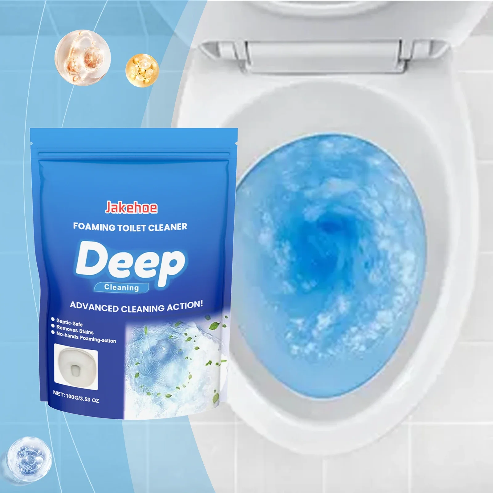 Jakehoe Toilettenreiniger, Toilettenreiniger für den Haushalt, aromatisches Entkalken, desodorierend und Fleckenentfernung, duftender Schaumreiniger Image