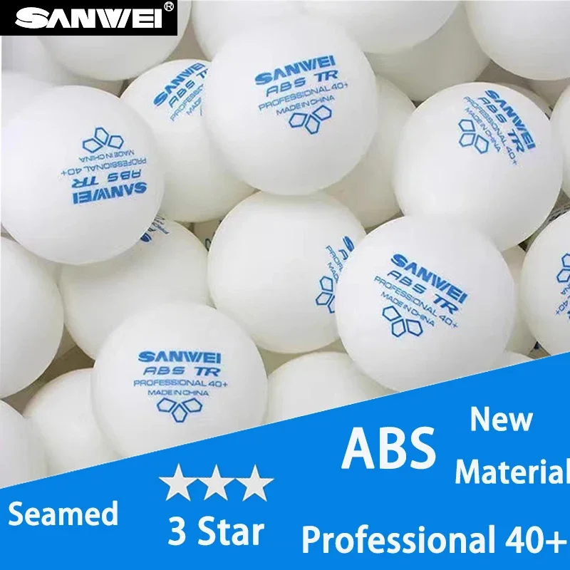 50 Stück Tischtennisbälle SANWEI TR 3-Sterne Weiß Neues ABS-Kunststoffmaterial 40+ Professioneller Ping-Pong-Ball für Club-Trainingsbälle Image