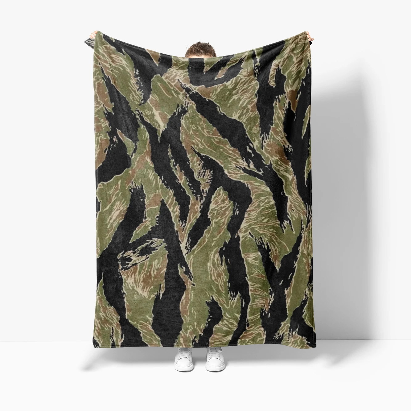 Tiger Stripe Camo Flanelldecke für Bettwäsche, Zimmer, Sofa, weiche Decke, ganzjährig verwendbar, Wärmegeschenk Image