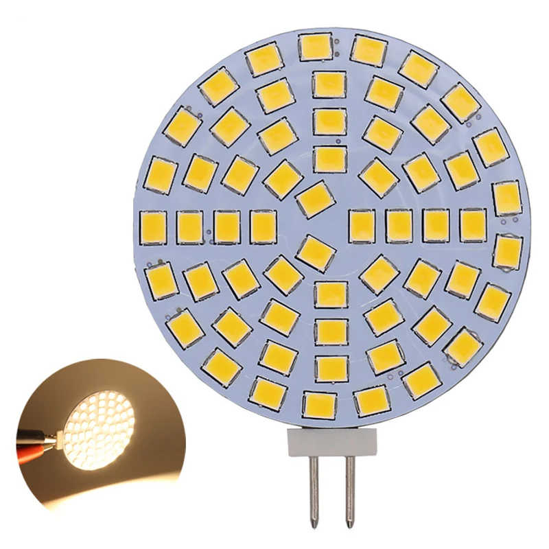 10 stücke DC12v 6w G4 Led-lampe 60 smd 2835 Mais Licht Auto Lkw Moto Runde Kronleuchter Kristall Lampe ersetzen 60w Halogen 3000k 6000k