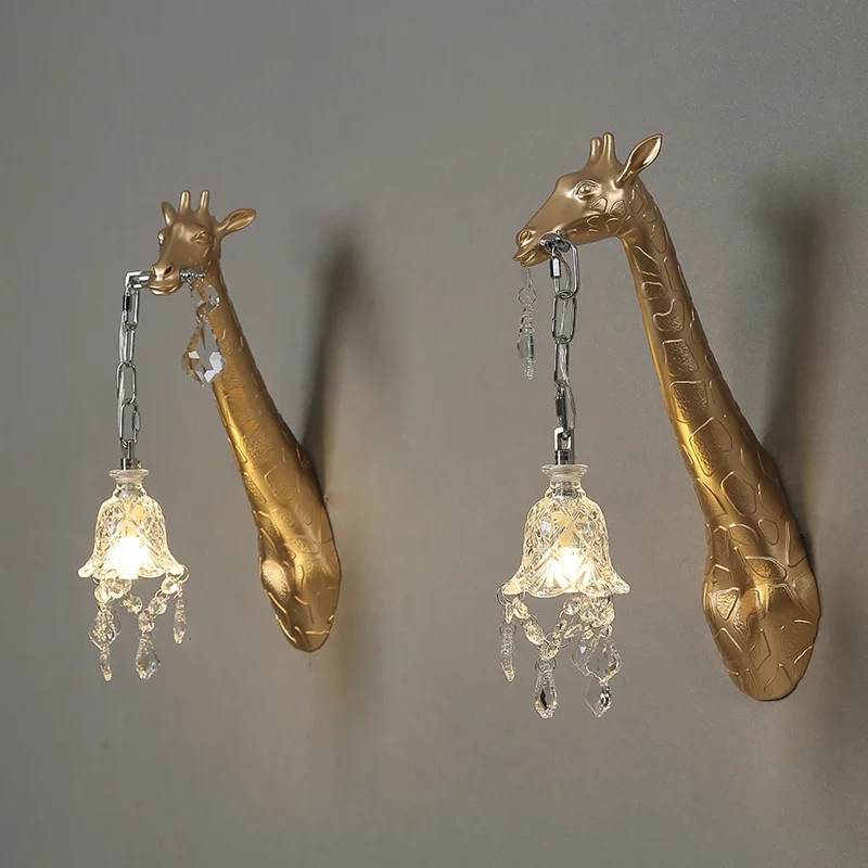Giraffe Wandleuchte G9 Glühbirne Harz Tierlampe Kristall Wandleuchten Wandleuchte für Nachttischbeleuchtung Wohnzimmer Flur Wandleuchten