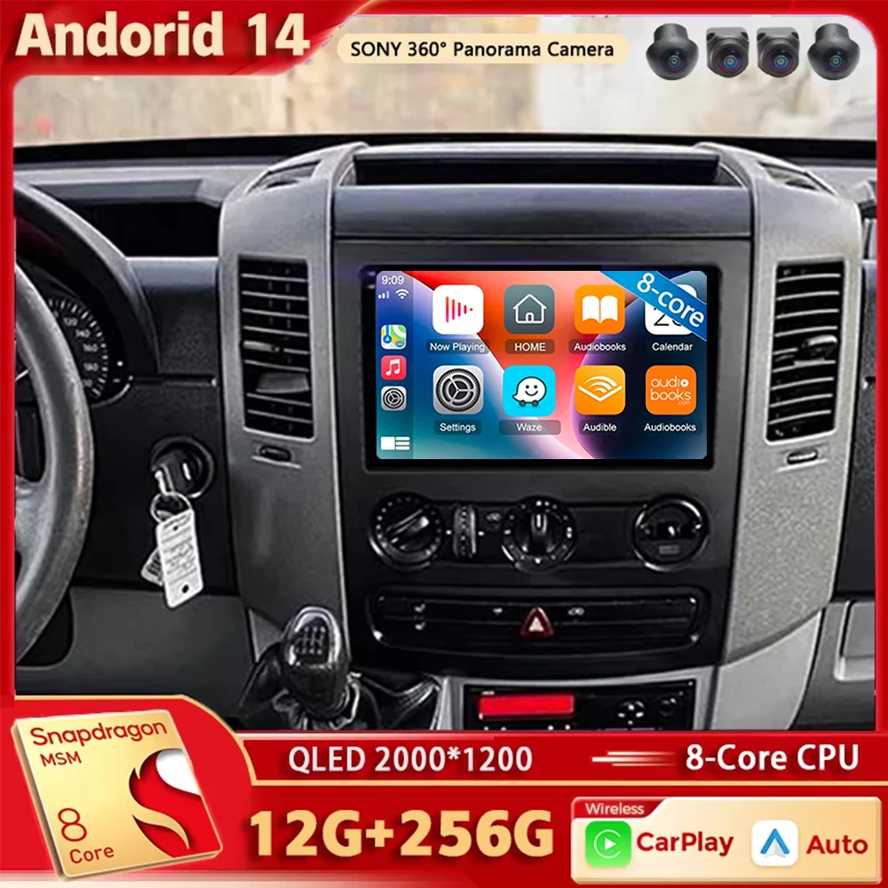 Android 15 Für Benz Sprinter Volkswagen Crafter 2006 - 2016 2K QLED Android Auto Radio Multimedia Video Player GPS stereo CarPlay Image