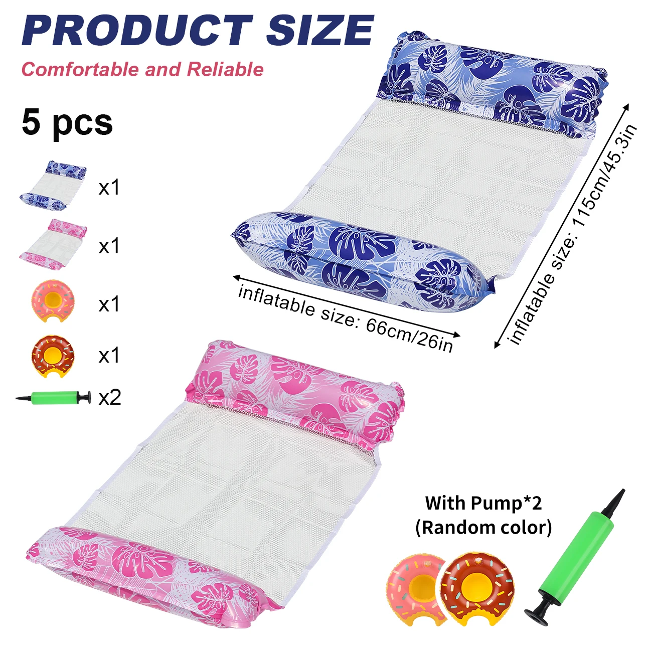 5 Teile/paket Blattförmige Aufblasbare Hängematte Set, 4-in-1 Erwachsene Pool Hängematte, Aufblasbare Wasser Hängematte für Schwimmbäder Image