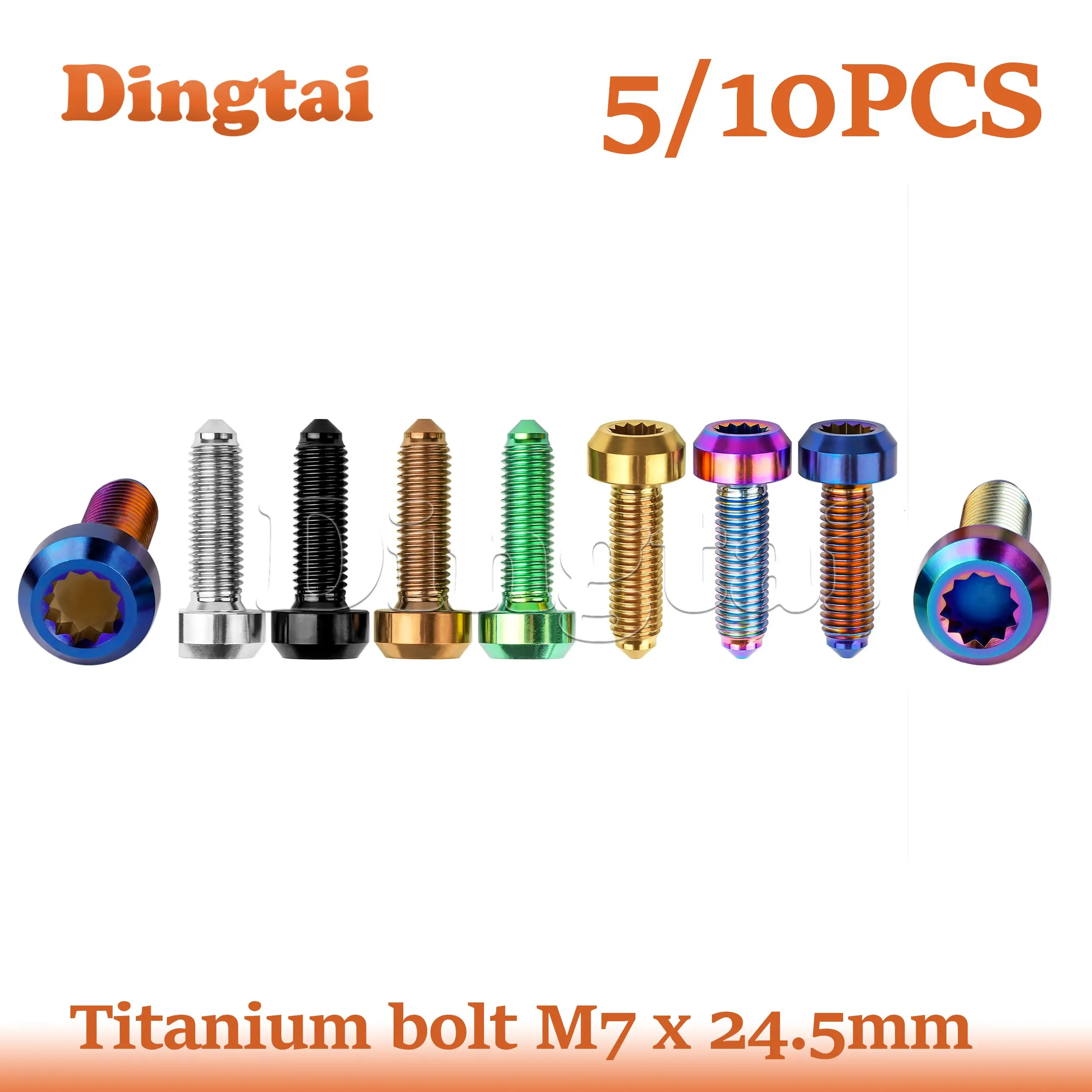 Dingtai Titanschraube 5/10 Stück M7 x 24,5 mm Schraube Titan Gr5 8 mm Spline-Buchse geschmiedeter Kopf BBS geteilter Rand Image
