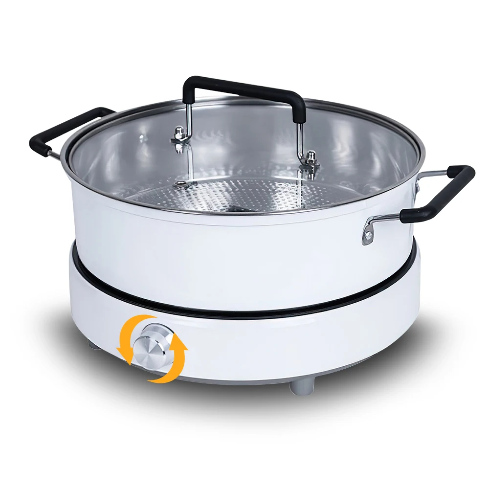 220V 2200W Induktionsherd mit Topfset Kessel Wasserdichte Bratpfanne Kochplatte Intelligenter Hot Pot Herd Kochfeldbrenner Image