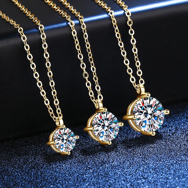 OXTAO 1CT 2CT 3CT Vier Klaue Moissanit Anhänger Halskette 925 Sterling Silber D Farbe Glitzernde Diamant Damen Echten Schmuck Geschenk Image