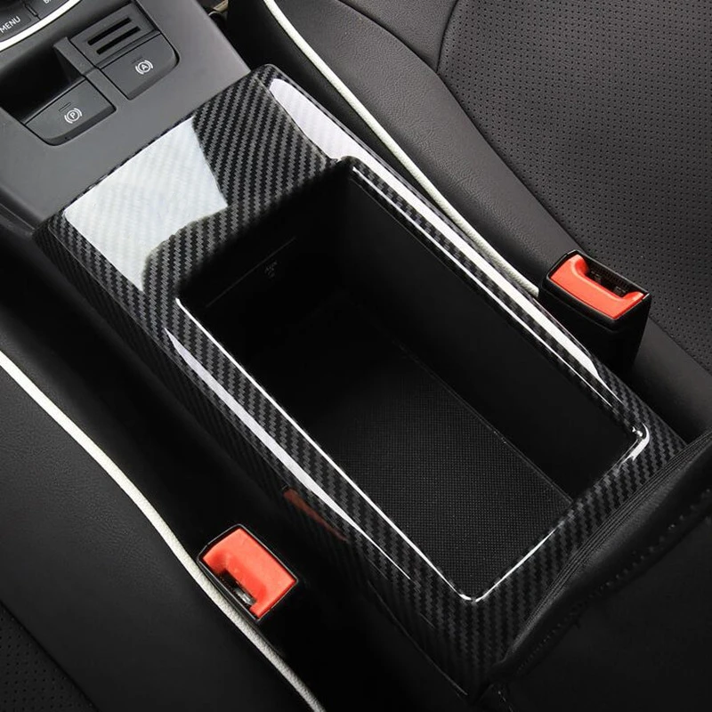 ABS Carbon Faser Auto Styling Zentrale Armlehne Lagerung Box Panel Abdeckung Trim Für Audi A3 8V 2015 - 2020 innen Zubehör Image