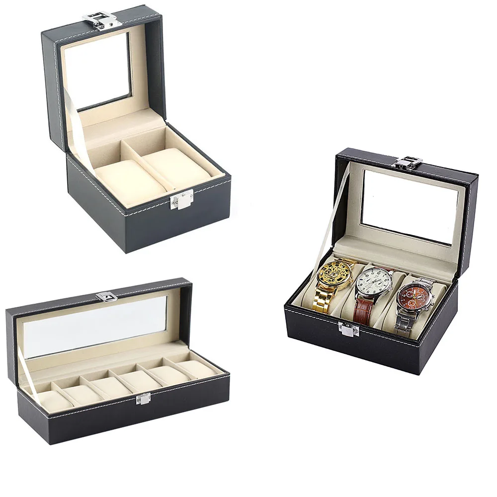 DELESYS 2/3/6 Slots PU Leder Uhrenbox Uhr Aufbewahrungsbox Uhr Display Box Home Display Box Exquisite einfache Geschenkbox Image