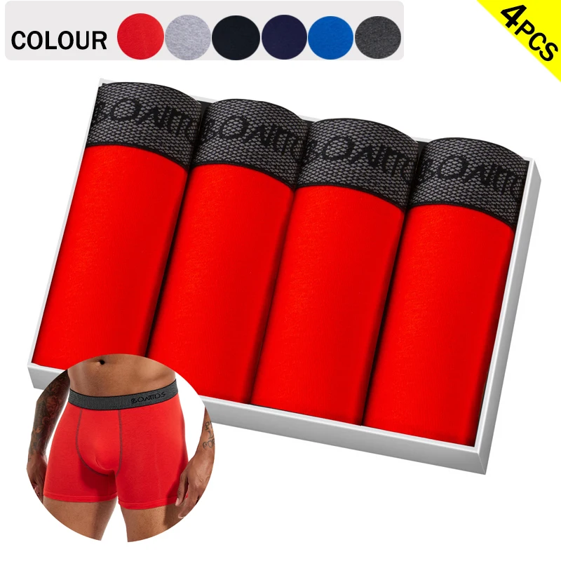 4 teile/paket Boxer Briefs Schlüpfer der Männer Brief Mann Unterwäsche Einfarbig Baumwolle Männer Unterhosen Sexy Unterwäsche Shorts BONITOS Marke Image