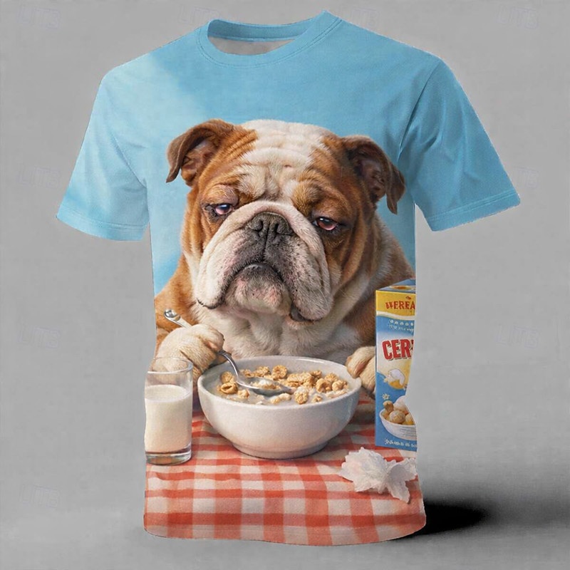 Men's Animal Dog Funny T Shirt Short Sleeve T shirt 3D Print Crew Neck Shirt Exaggerated Designer Party Holiday Blue Blue 2# Summer Spring Clothing Apparel S M L XL XXL XXXL