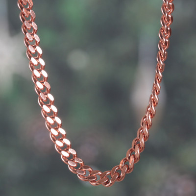 Warm Gleam,'Polished Copper-Plated Cuban Link Chain Necklace for Men'