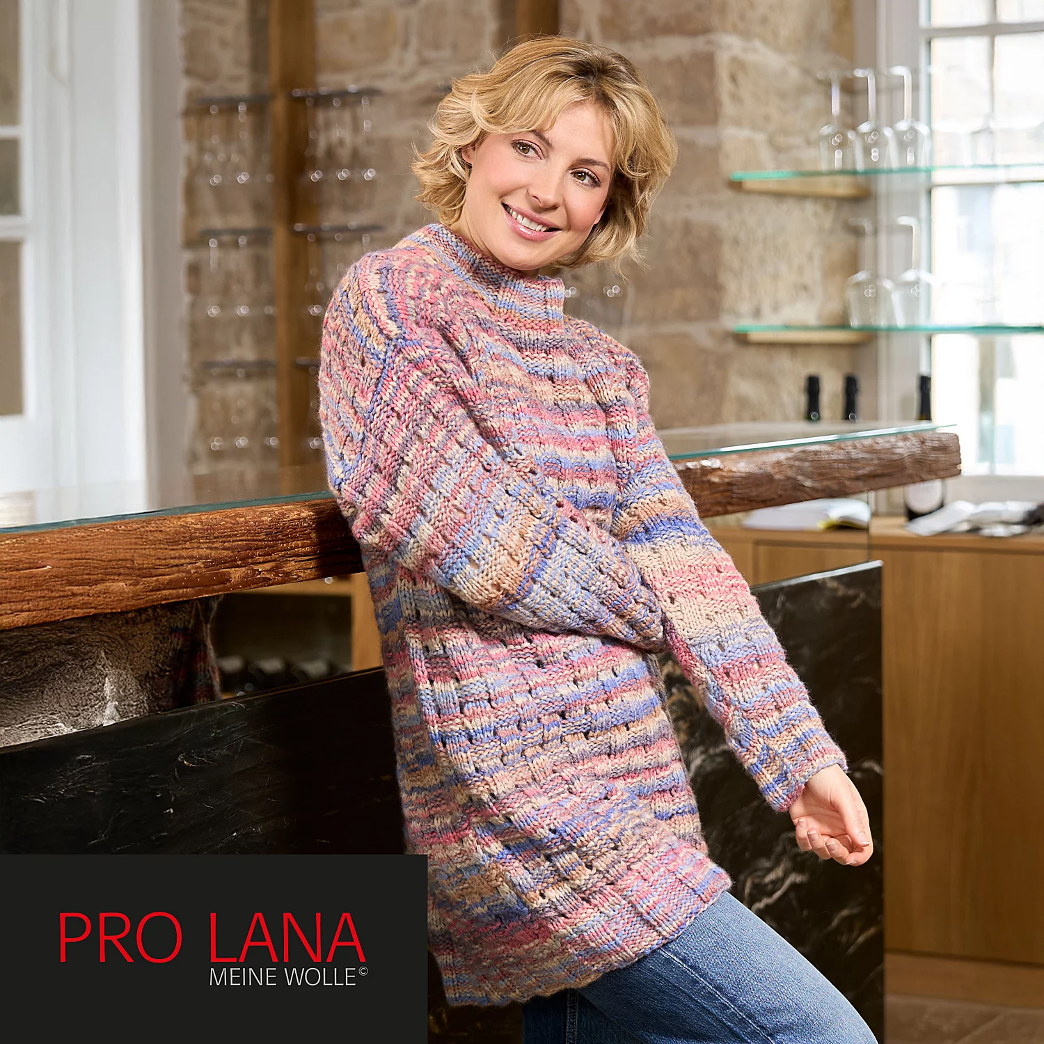 Strickanleitung – Sweater mit Korbmuster aus Pro Lana Armonia Image