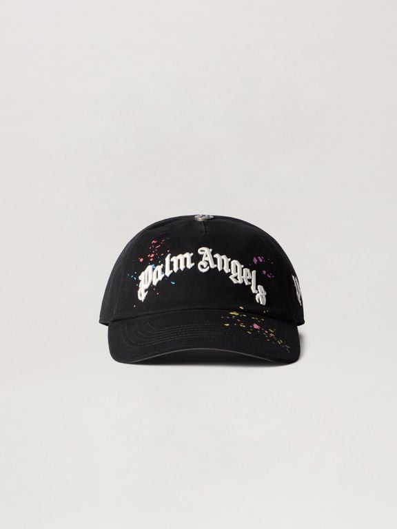 Curved Logo Painted Cap - Black - Palm Angels Hats
