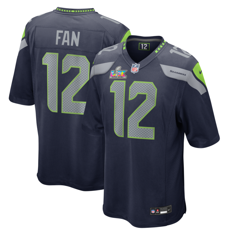 "Nike 12s College Navy Seattle Seahawks Super Bowl LX Patch Game Jersey für Herren" Image