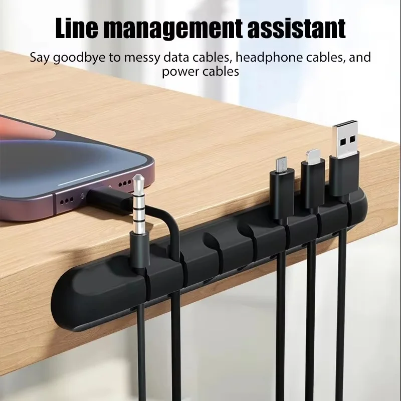 Silikon Kabel Wickler Organizer USB Ladekabel Clips Schreibtisch Ordentlich Organizer Draht Kabel Halter Protektoren Mäuse Kopfhörer Kabel Image