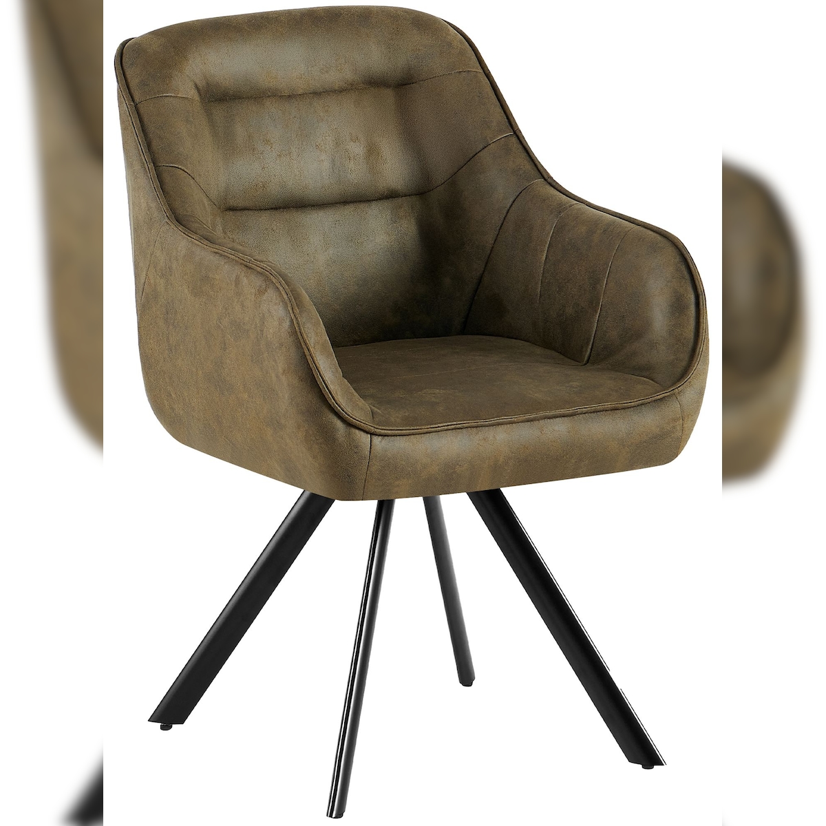 Proregal CHEFGASTRO Esszimmerstuhl BEVERLY HILLS Vintage HxBxT 89x57x64cm Stoff Antik-Grün Küchenstuhl Image