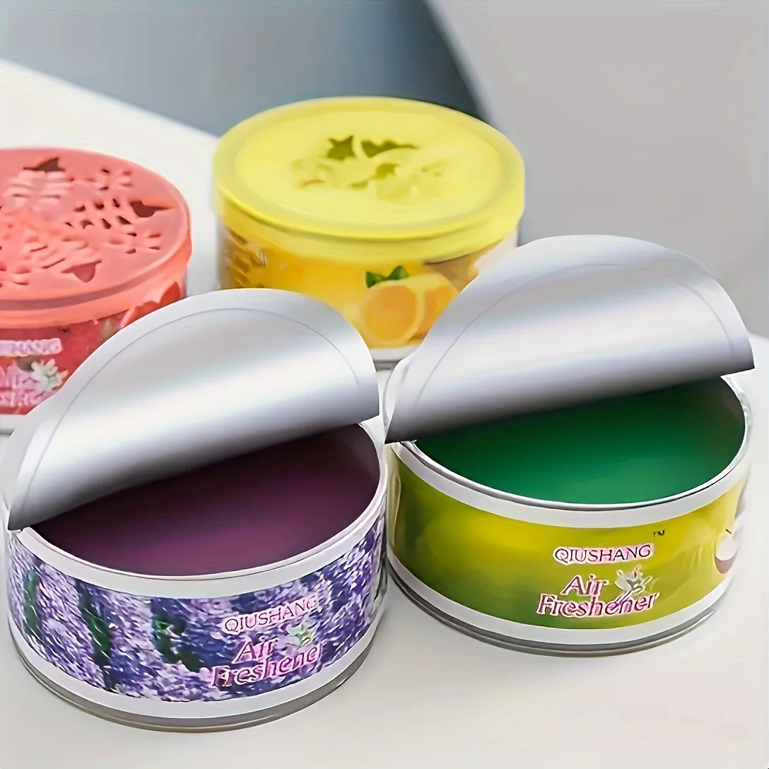 4-teiliges gemischtes Lufterfrischer-Set (vier Düfte: Lavendel, Zitrone, Rose, Apfel), fester Lufterfrischer, Badezimmer-Deodorant, langlebige feste Duftcreme für Schlafzimmer und Badezimmer, Image