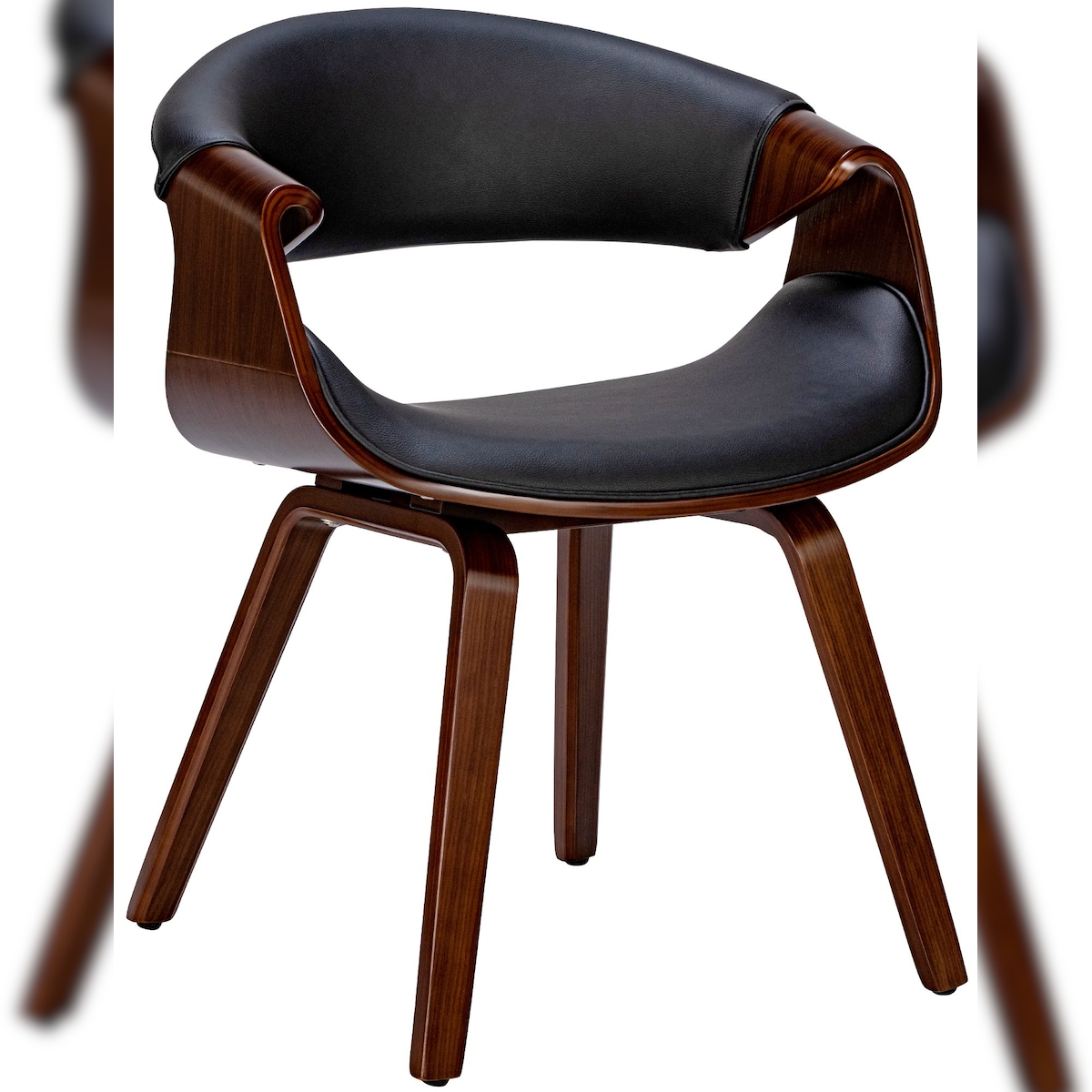 Proregal CHEFGASTRO Esszimmerstuhl VALENCIA Kunstleder HxBxT 76x62x52cm Walnuss/Schwarz Küchenstuhl Image