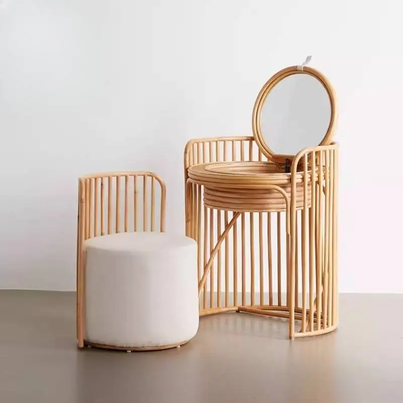 Italienischer einfacher Schminktisch mit Stauraum, goldweiß, günstige Schubladen, Schminktisch, Sitz, Kleidung, Coiffeuse de Chambre-Kleiderschränke