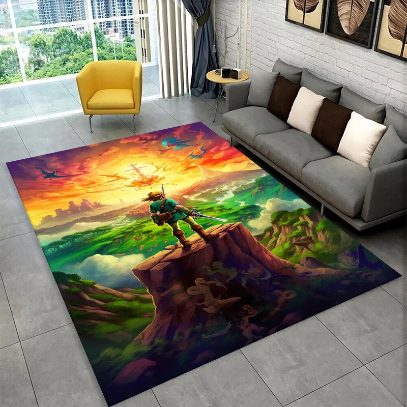 Klassischer Spielteppich „Z-Zelda Cartoon Link“ für Spielzimmer, Schlafzimmer, Wohnzimmer, Sofa, Heimdekoration, Kinderteppich, rutschfeste Bodenmatte