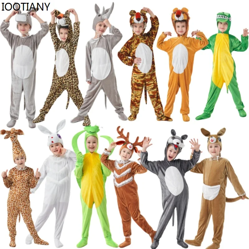 IOOTIANY Kinder Unisex Tierkostüm-Set, Vielfältige Tier-Cosplay-Anzüge für Kindertag, Bühnenauftritte, Karneval und Tier-Partys Image