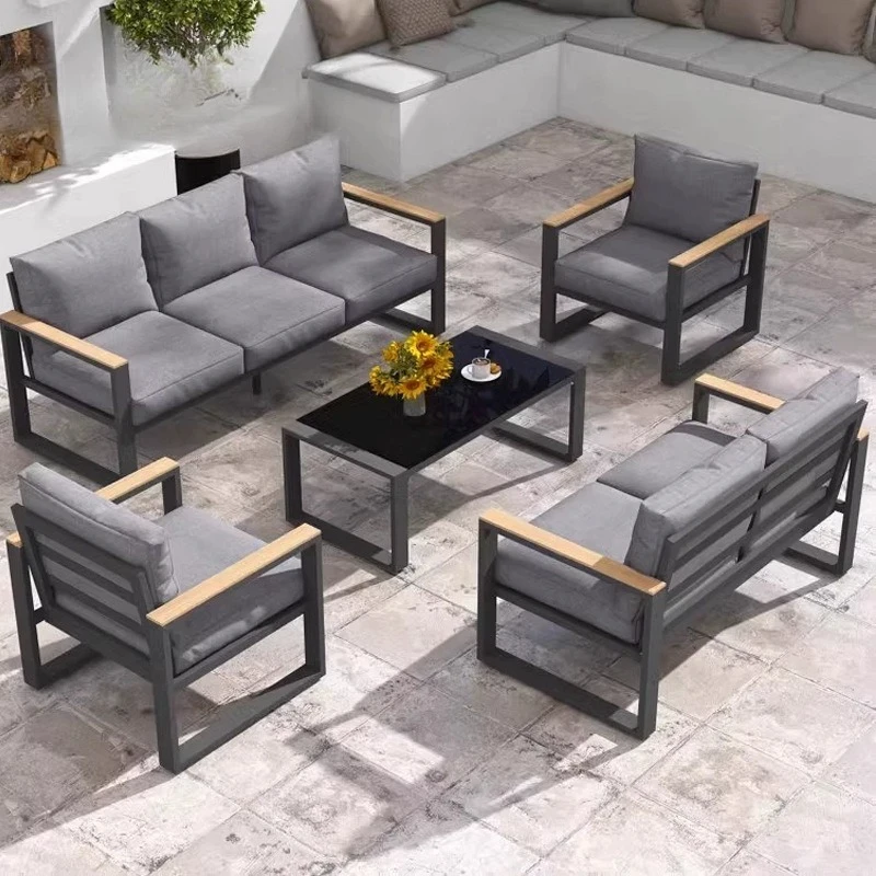 Outdoor-Villa, Gartenterrasse, Sofa im Innenhof, wasserdichter Sonnenschutz-Sofa-Stuhl, Möbel, Freizeit-Hotel B&B-Sofa Image