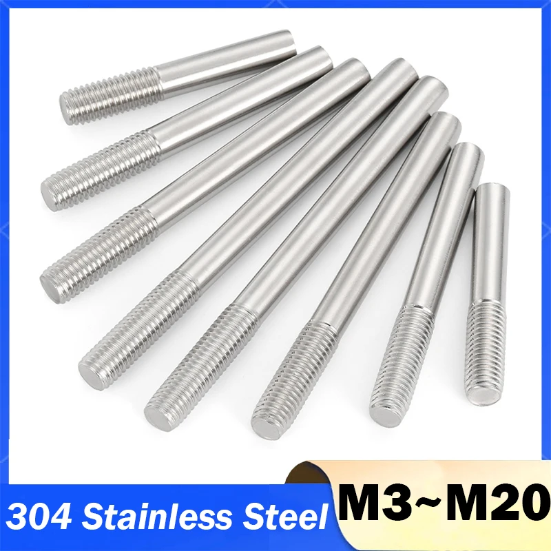1-20pc Single End Gewindestange M3 M4 M5 M6 M8 M10 ~ M20 304 Edelstahl Headless Bolzen Schraube Zahn Stick Einzigen Kopf Gewinde Bar Image