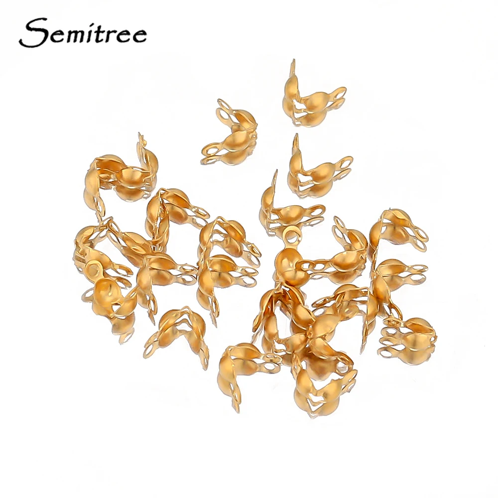 50-100 stücke 18k Gold Edelstahl Ball Kette Kalotte Crimps Perlen Anschluss Ende Schließe DIY Schmuck Halskette armbänder Liefert Image