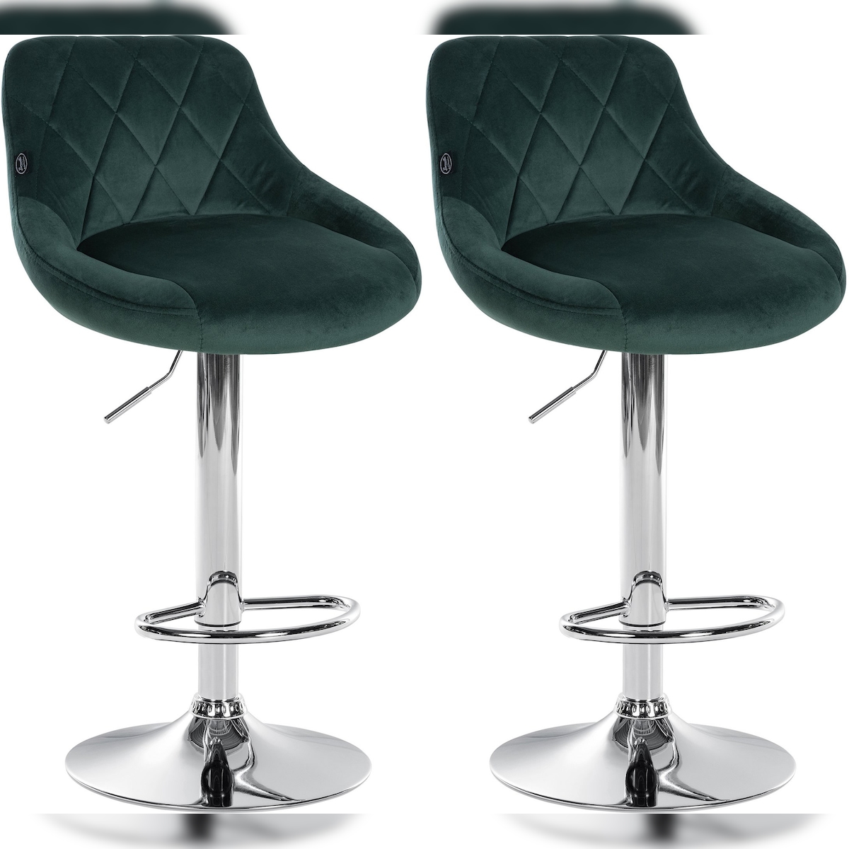 CLP 2er Set Barhocker Lazio Samt dunkelgrün/chrom Image