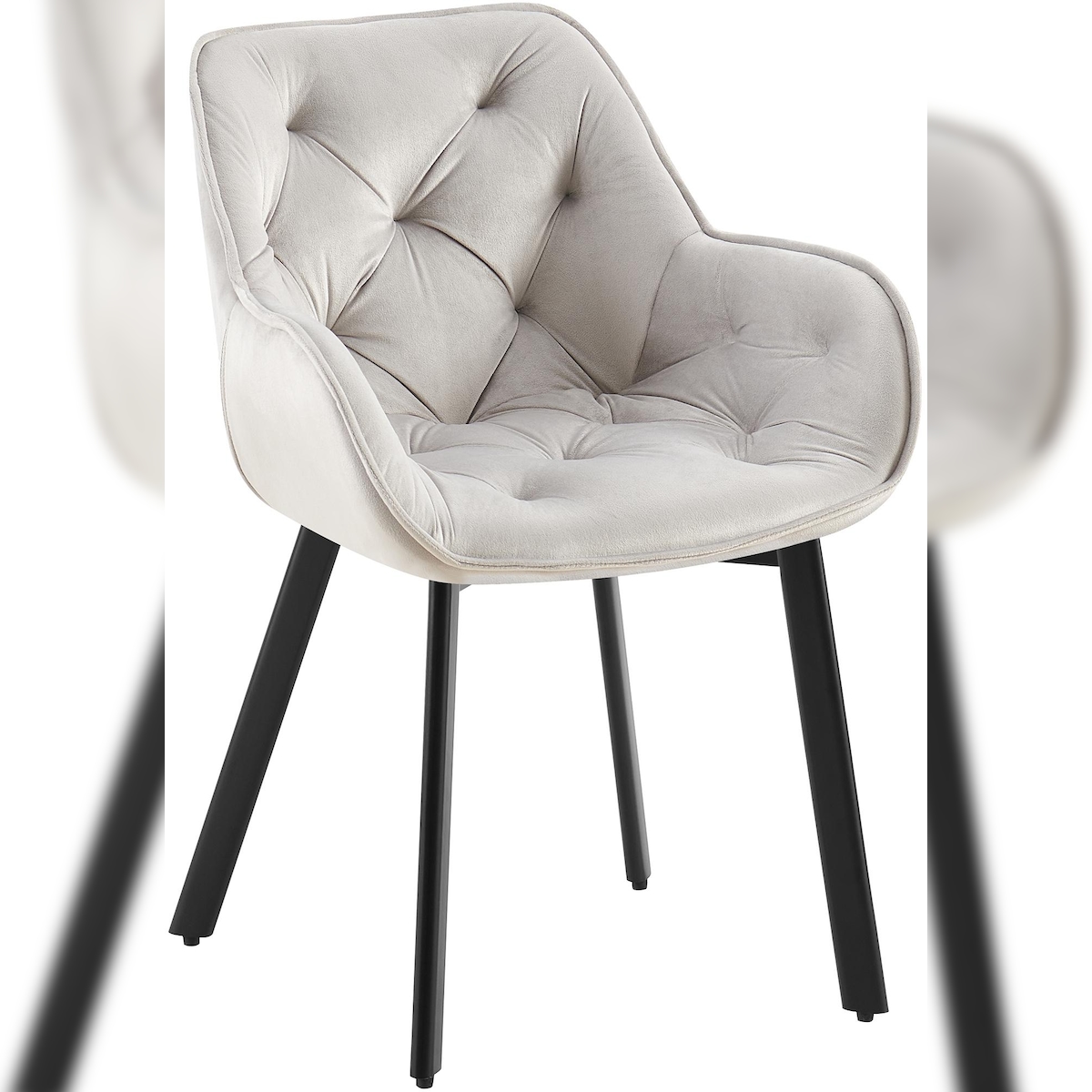 Proregal CHEFGASTRO Esszimmerstuhl CADIZ Samt HxBxT 84x57x62cm Samt Grau Küchenstuhl Image