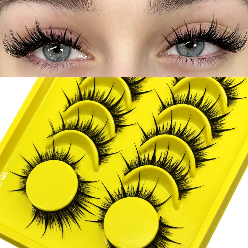 VELTRINAY Manga Lashes Künstliche Wimpern Dramatische Faux-Nerz-Wimpern Natürlich Aussehende Fox-Eye-Wimpern Falsche Wimpern Make-up Image