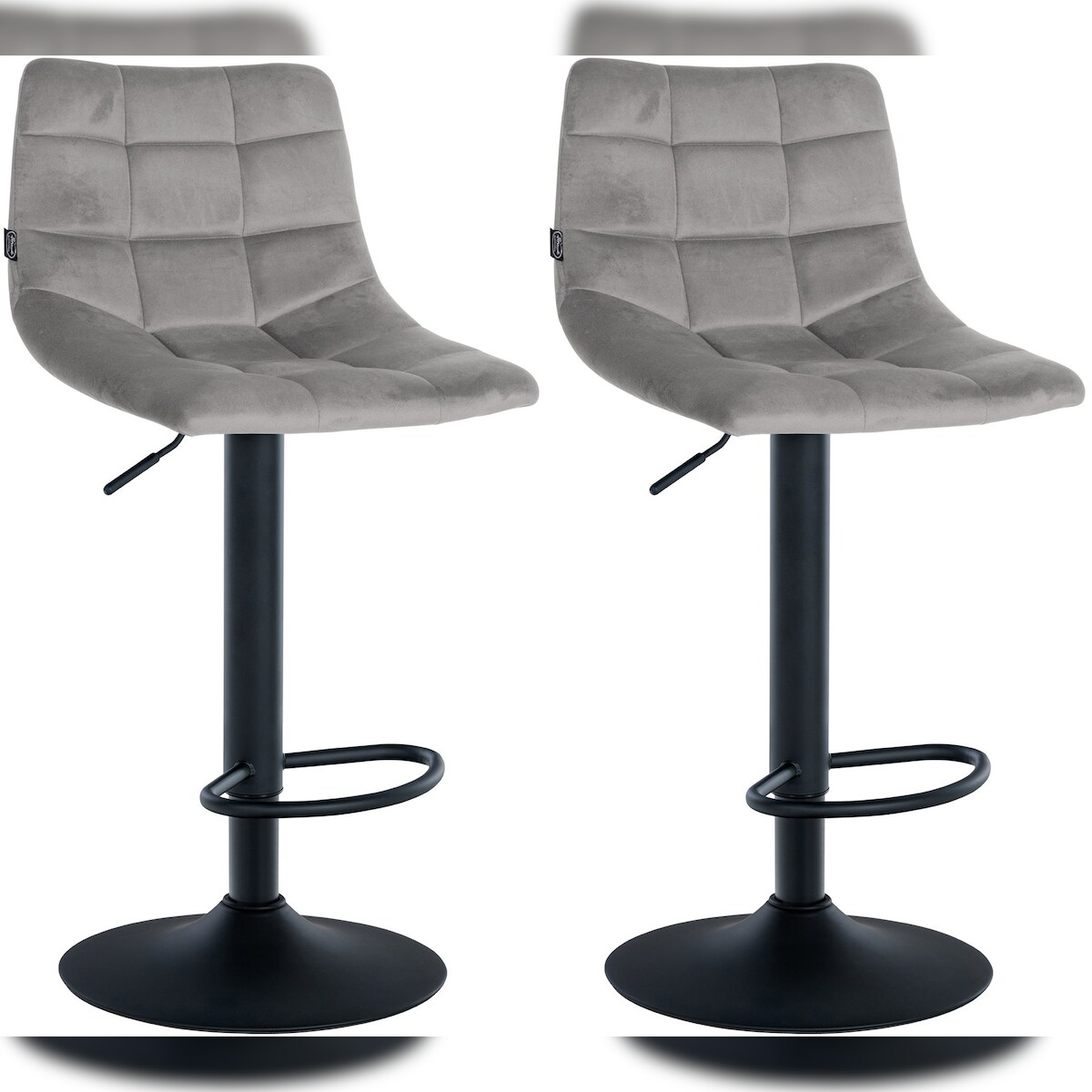 CLP 2er Set Barhocker Jerry Samt grau/schwarz Image