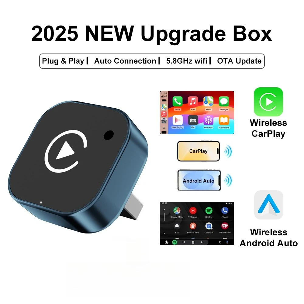 2026 Kabelloser CarPlay-Adapter 2-in-1 Kabelgebunden zu Kabellos Dongle für Apple & Android Telefon Plug-and-Play Universelles Auto-Zubehör Image