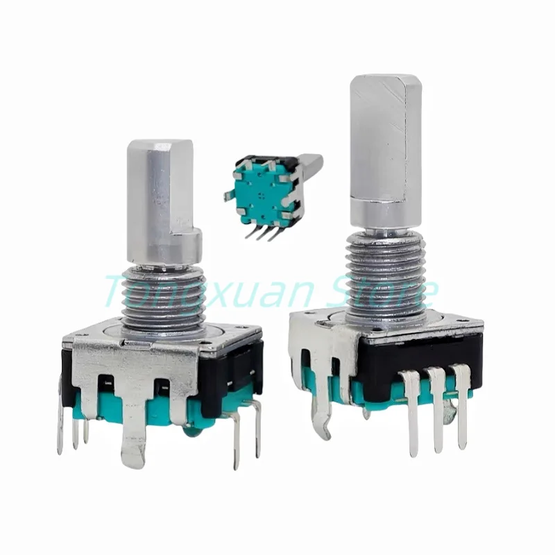 2 Stück EC12 Drehgeber-Schalter 360 Grad RE12 Audiokodierung 5 Pins 24 Positionen mit Druckknopfgriff Länge 15/20 mm Image