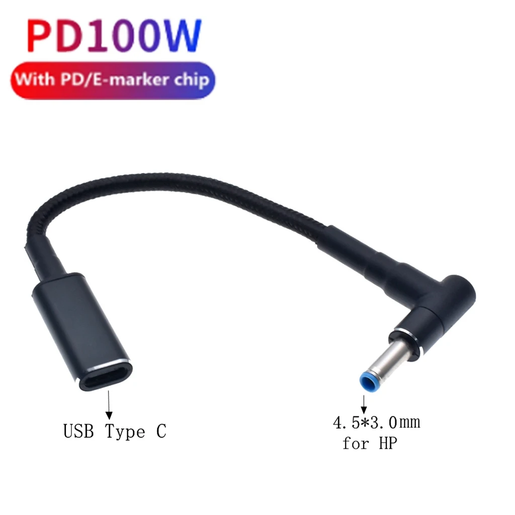 Typ C auf 4,5 x 3,0 mm Steckerkonverter 100 W USB C PD Schnellladekabel für HP/Dell Laptop-Ladegerät DC 4,5 x 3,0@ Image