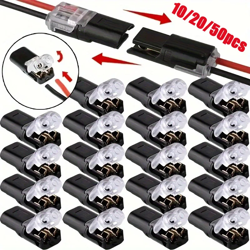 10/20/50 Stück Doppeldraht-Steckverbinder mit Verriegelungsschnalle, steckbarer LED-Drahtverbinder, 2-polig, 2-Wege, universeller kompakter Draht Image