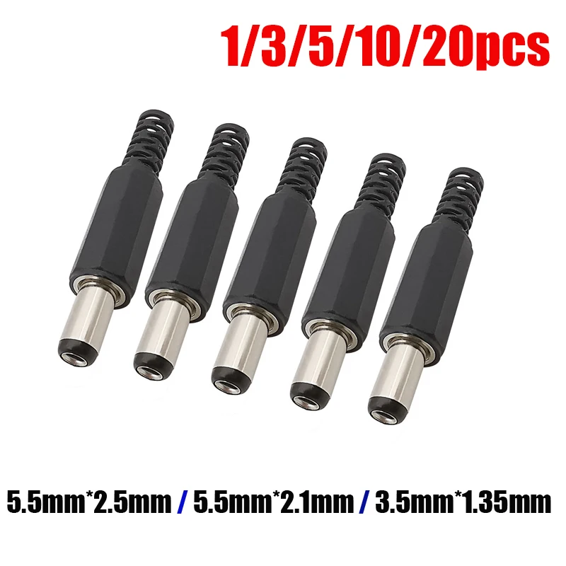 5,5 2,1mm DC Power Stecker Stecker 5,5 2,5mm 3,5 1,35mm Jack Barrel 12V 3A Löten DC Adapter Für DIY Elektronische LED Streifen Image