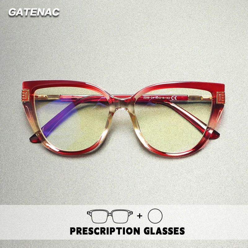 Gatenac Qualität Lesebrille Cat Eye Anti Blau Licht Brillen Frauen Photochrome Progressive Multifokale Brillen Image