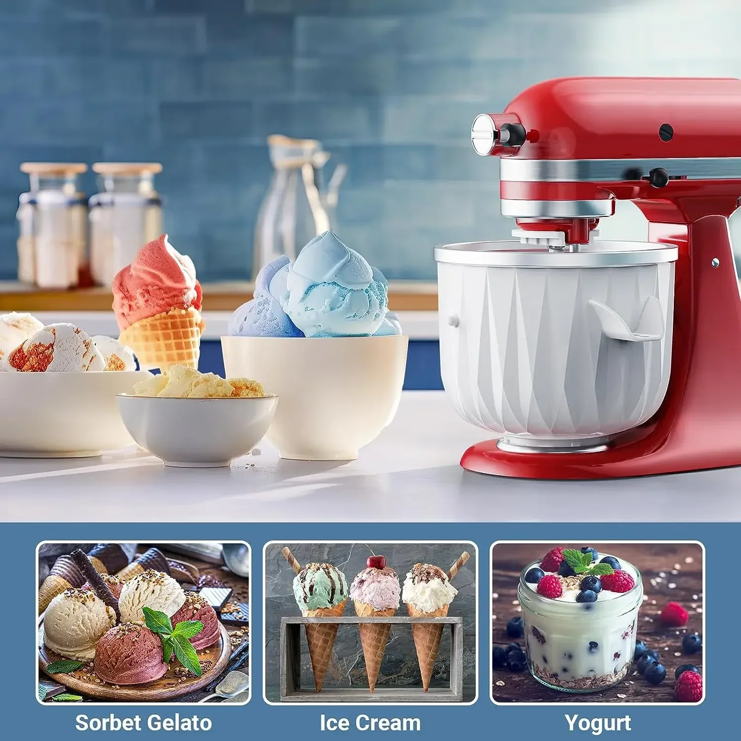 Für Kitchenaid Chef-Maschinen-Eiscreme-Zubehör, kompatibel mit den originalen Kitchenaid-Eiscreme-Mischköpfen. Image