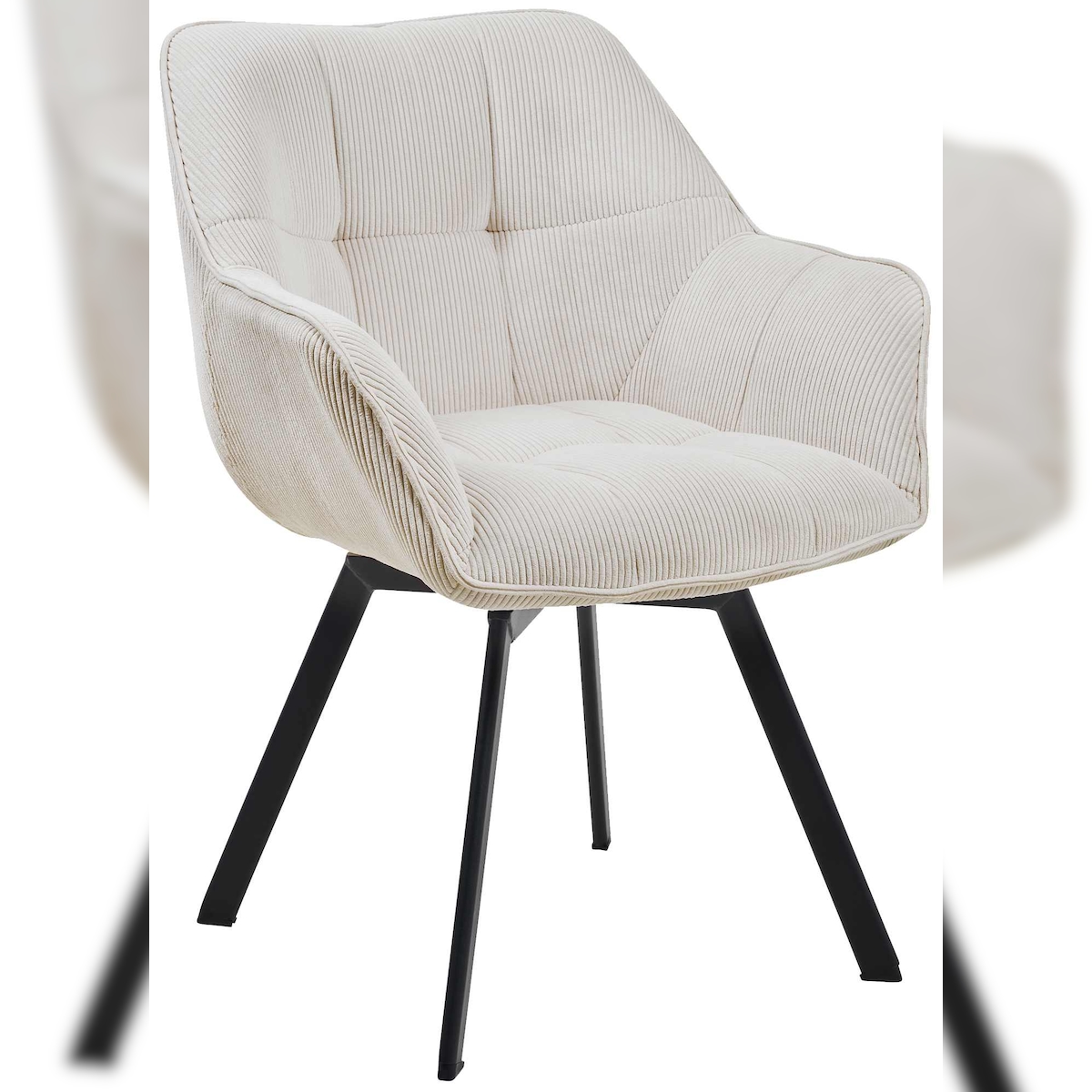 Proregal CHEFGASTRO Esszimmerstuhl FORTALEZA Cord HxBxT 81x60x59cm Cord Creme Küchenstuhl Image