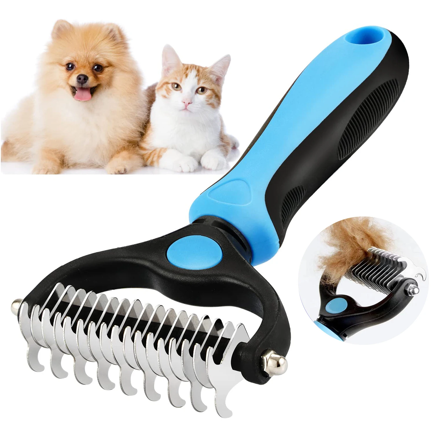 Professionelle Pet Enthaarung Pinsel Hund Haarentferner Haustier Pelz Knoten Cutter Welpen Katze Kamm Bürsten Hunde Pflege Verschütten Liefert Image
