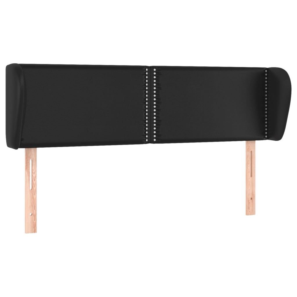 vidaXL Kopfteil mit Ohren Schwarz 147x23x78/88 cm Kunstleder Image