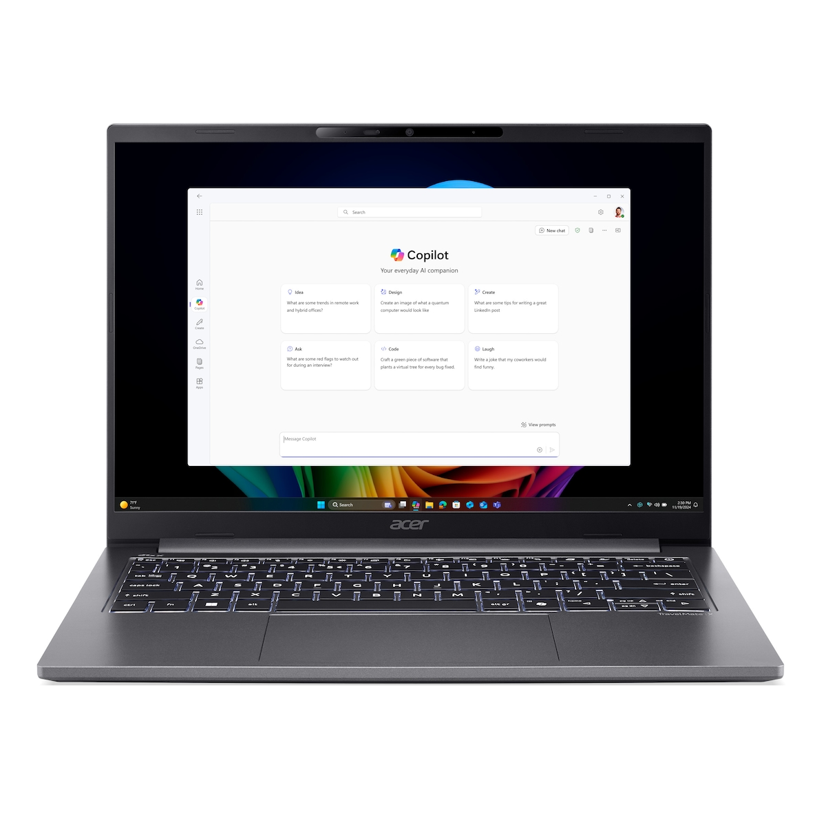 Acer TravelMate X4 (Steel Gray, 14" WUXGA, Intel® Core™ Ultra 7 258V, 32 GB RAM, 8 TB SSD) mit Windows 11 Pro Image